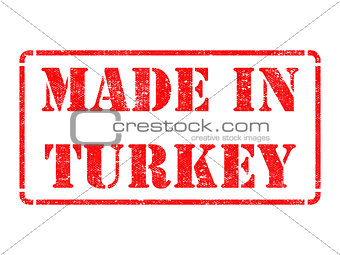 Made in Turkey - inscription on Red Rubber Stamp.