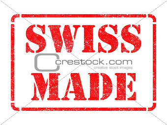 Made in Swizerland - inscription on Red Rubber Stamp.