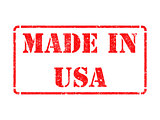 Made in USA - inscription on Red Rubber Stamp.