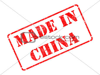 Made in China - inscription on Red Rubber Stamp.