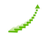 green stair steps grow up arrow