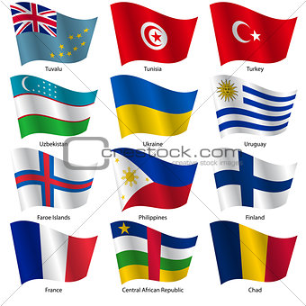 Set  Flags of world sovereign states. Vector illustration. 