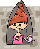 princess in tower cartoon illustration