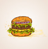 Vintage hand drawn hamburger