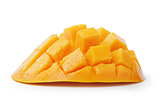 ripe yellow red mango slice