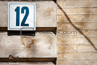 Number 12 on a wall
