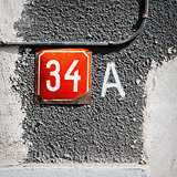 Number 34 A on a wall