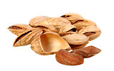 Heap of brown almond nuts