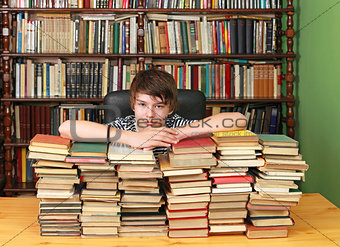 Boy in library