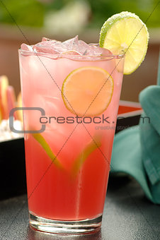 Refreshing cold pink cocktail 