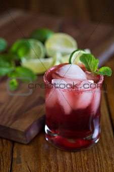 Red cocktail in a glass