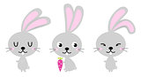 Adorable cute spring Easter Bunnies isolated on white