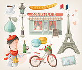 Set of french items
