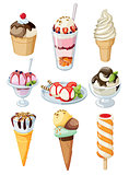 Set of tasty ice cream isolated on white background