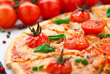 Vegetarian pizza with cherry tomatoes
