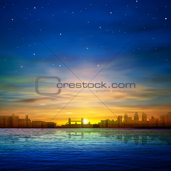 abstract background with silhouette of city