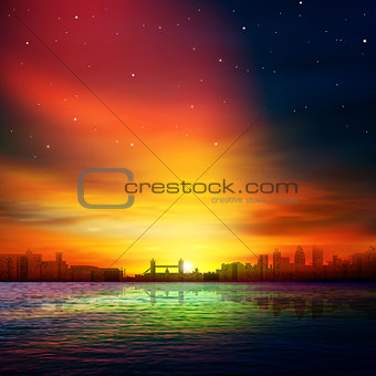 abstract background with silhouette of city