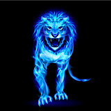 Blue fire lion