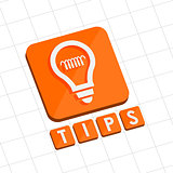 tips and bulb symbol, flat design web icon