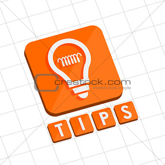 tips and bulb symbol, flat design web icon