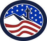 Cross on Hill American Flag Circle