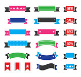 Retro ribbons, colorful vintage bookmarks set - vector