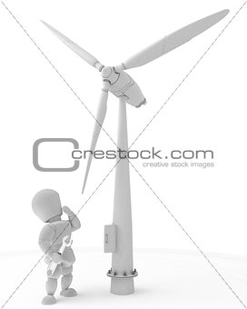 man with wind turbine