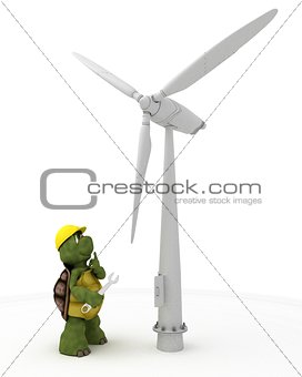 tortoise with wind turbine