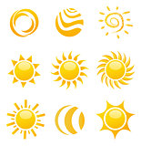 Set of glossy sun images
