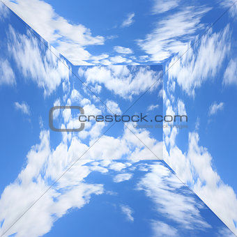 blue sky with clouds in three-dimensional