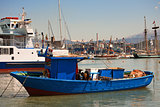 Blue and Red Fishing Boat