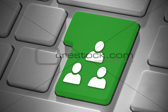 Human figures on green enter key