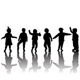Silhouettes of children and shadows