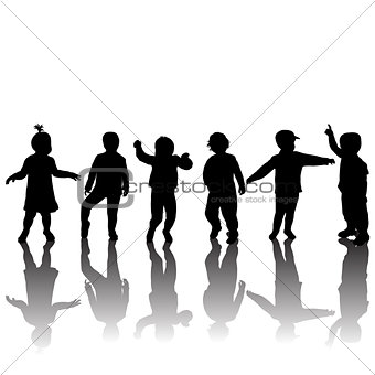 Silhouettes of children and shadows