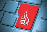Composite image of thumbs up on enter key