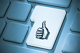 Composite image of thumbs up on enter key