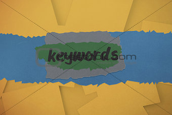 Keywords against digitally generated orange paper strewn
