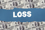Loss against digitally generated sheet of dollar bills