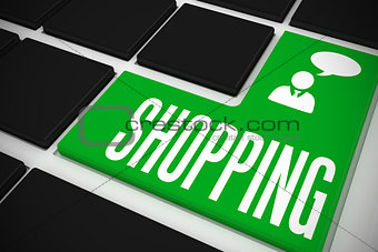 Shopping on black keyboard with green key