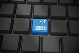 Success on black keyboard with blue key