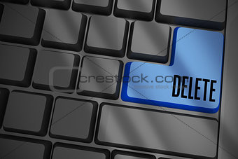 Delete on black keyboard with blue key