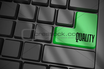 Quality on black keyboard with green key