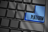 Platform on black keyboard with blue key