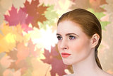 Composite image of beautiful redhead posing with hair tied