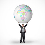 Composite image of mature businessman holding globe