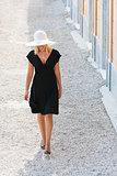 Beautiful Woman in Hat & Black Dress