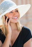 Blond Girl Woman Talking On Cell Phone