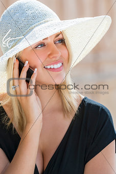 Blond Girl Woman Talking On Cell Phone