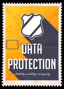 Data Protection on Yellow in Flat Design.