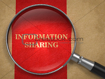Information Sharing. Magnifying Glass on Old Paper.